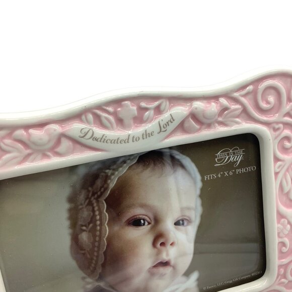 Dedicated to the Lord Pink Ceramic Picture Frame 4" X 6" Enesco Gregg Gift - Picture 2 of 8